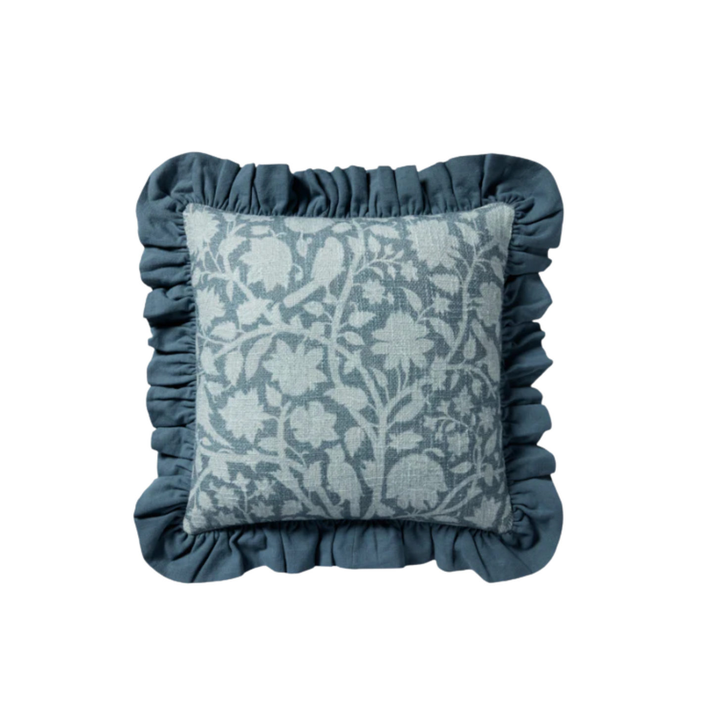 Blue ruffle edge Cotton 18" x 18" Pillow