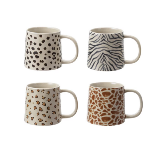 14 oz. Stoneware Mug with Animal Print Decal