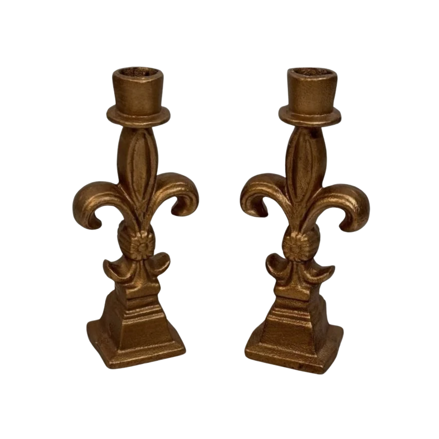 Cast Fleur De Lis Candle Sticks