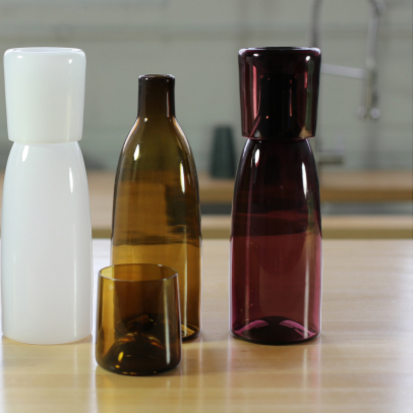 Hand Blown Water Carafe with Glass