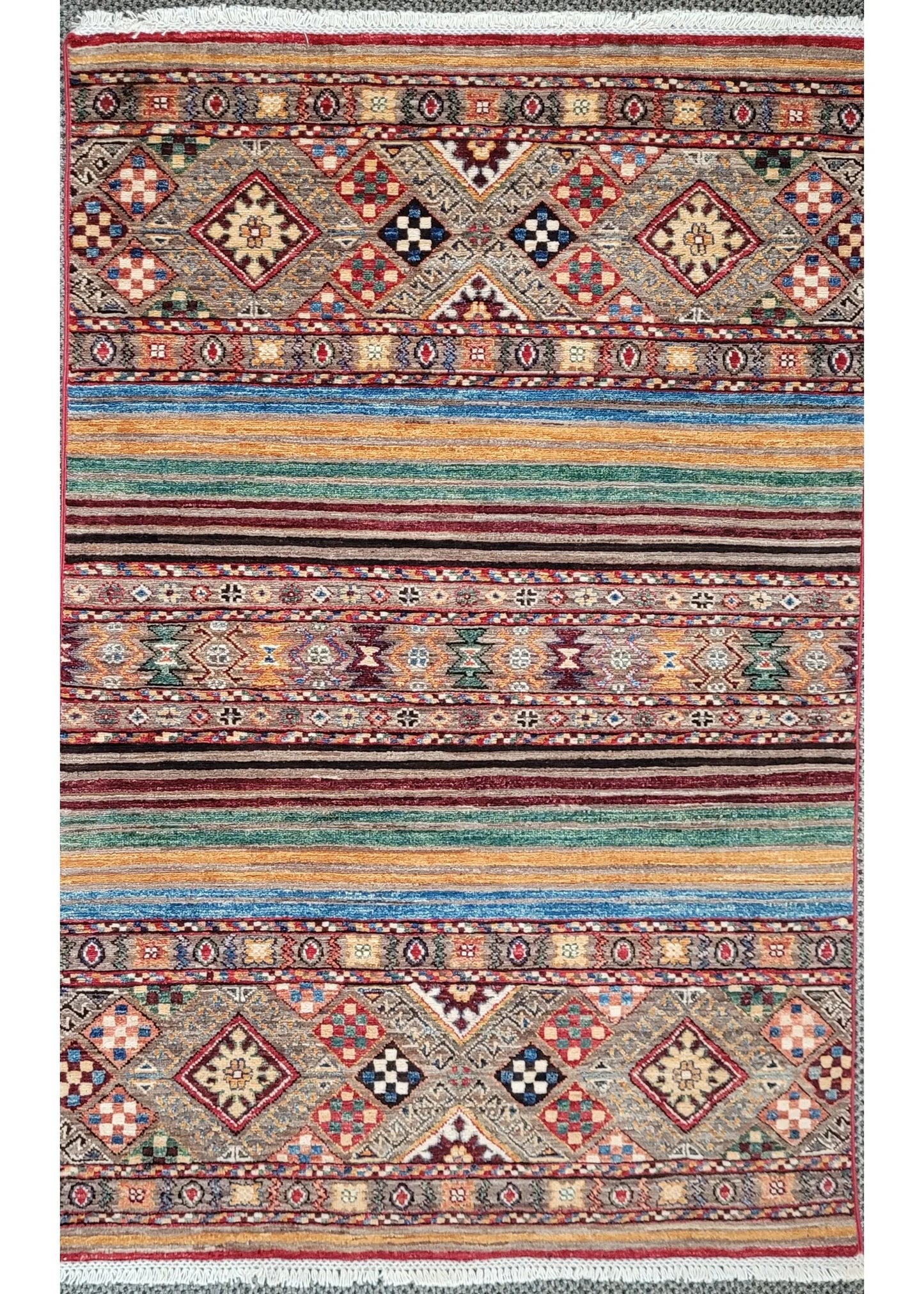 Chobi Super Khorjin Fine Wool Hand Knotted Afghan Rug - 3'3" x 4'10" SKU: N11929