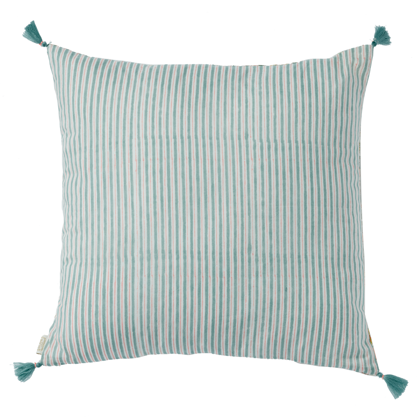 Cushion cover printed with Indian flowers and stripes Amaia🇫🇷