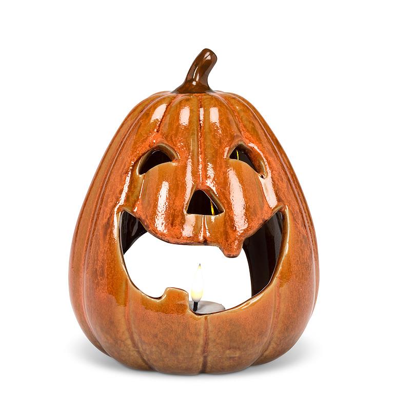 Tall Jack O'Lantern Candle Holder-6"H
