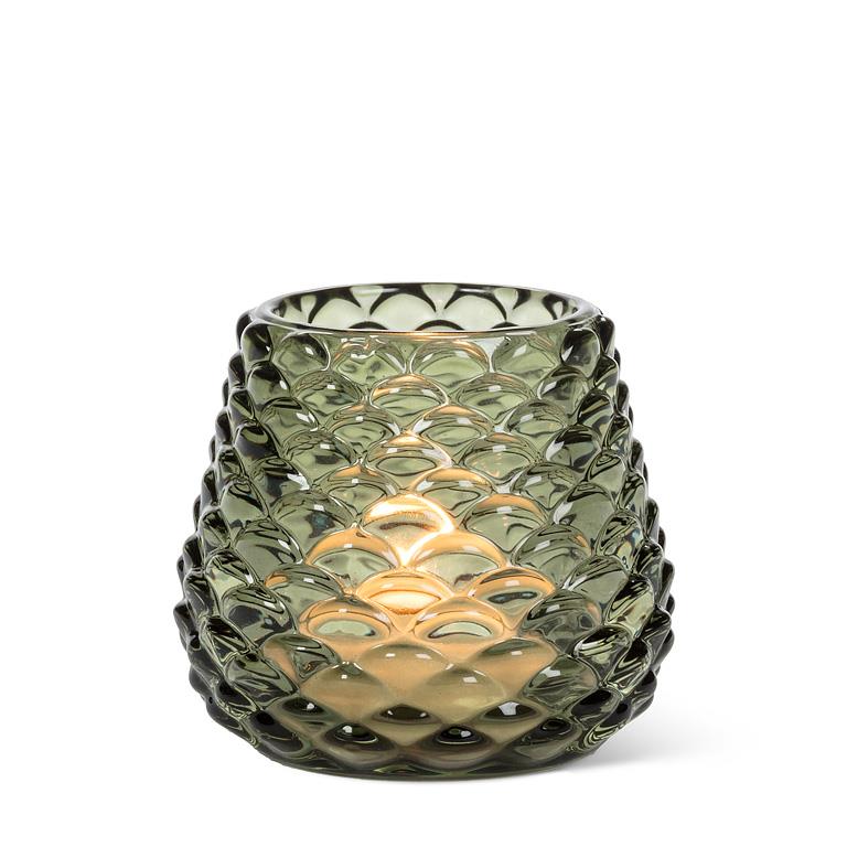 Sm Pinecone Tealight-Green-2.5"H