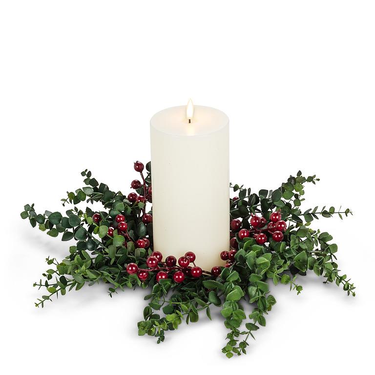 Eucalyptus & Berries Candle Ring-14"D