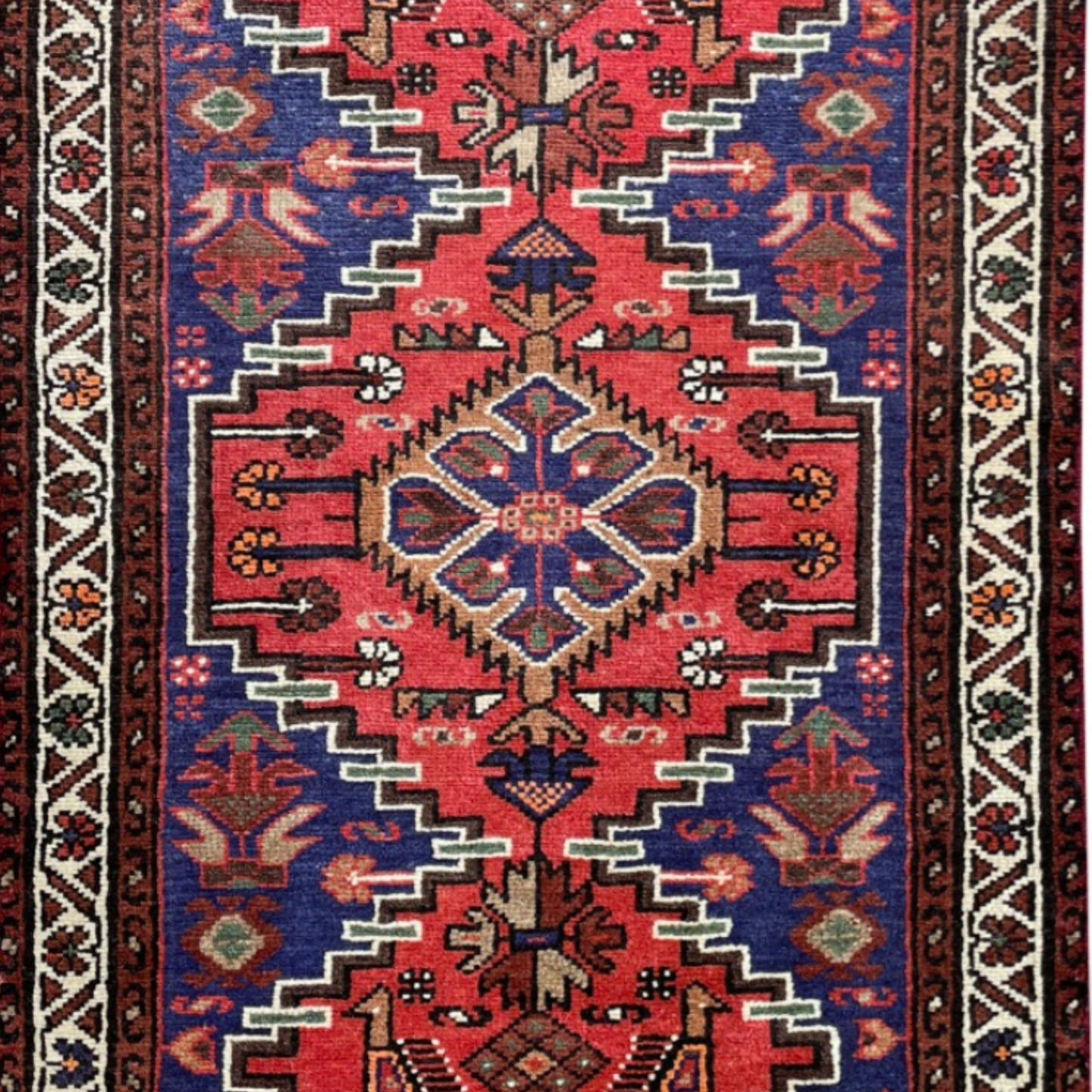 Zanjan Semi-Antique Medallion Red Wool Hand Knotted 2'6" x 4'2"