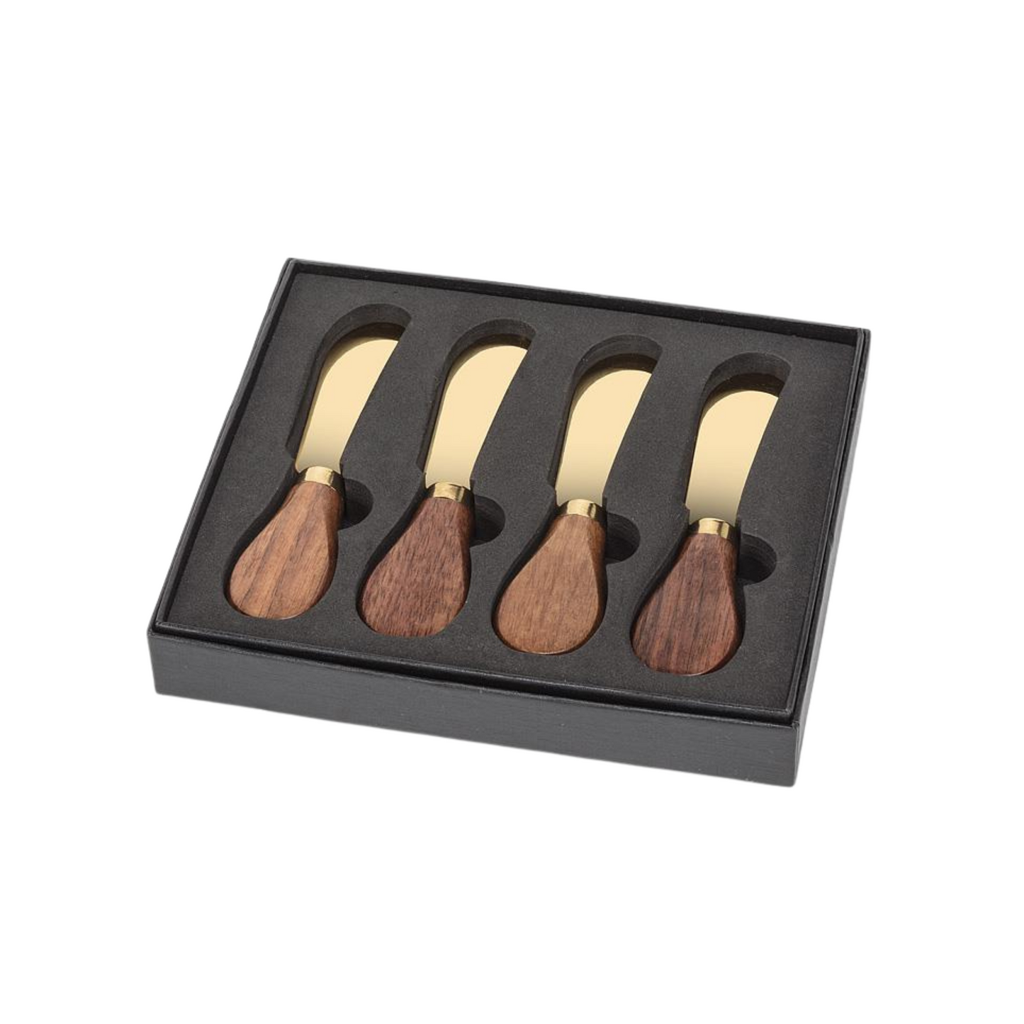 S/4 Walnut Handled Pate Spreaders-Gold