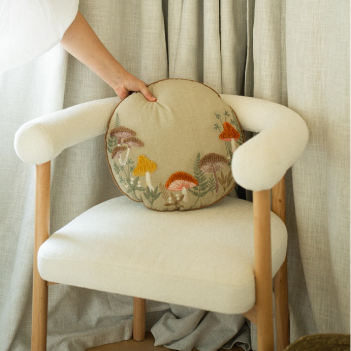 Mushroom Grove Round Pillow