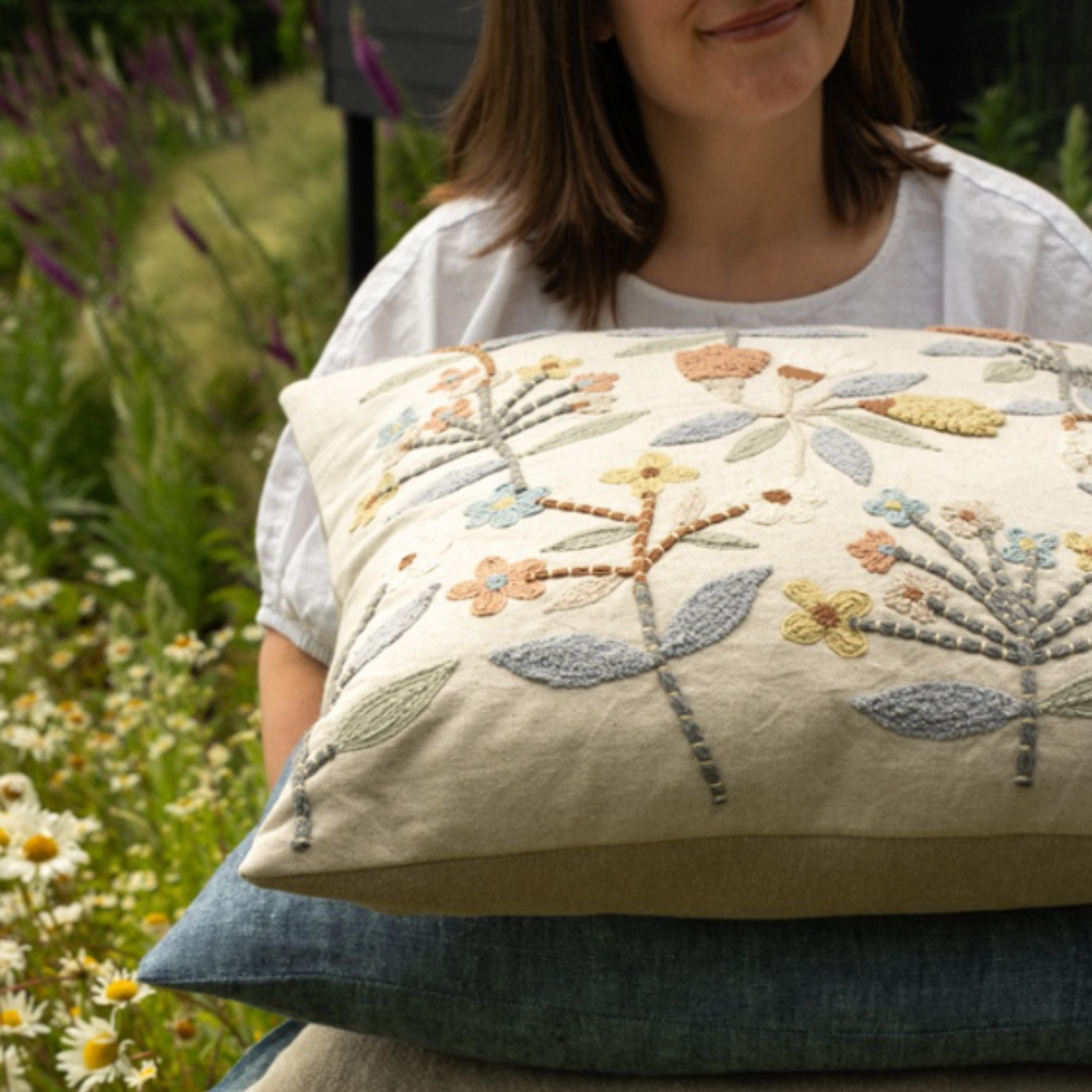 20x20 Lunaflora Embroidered Pillow