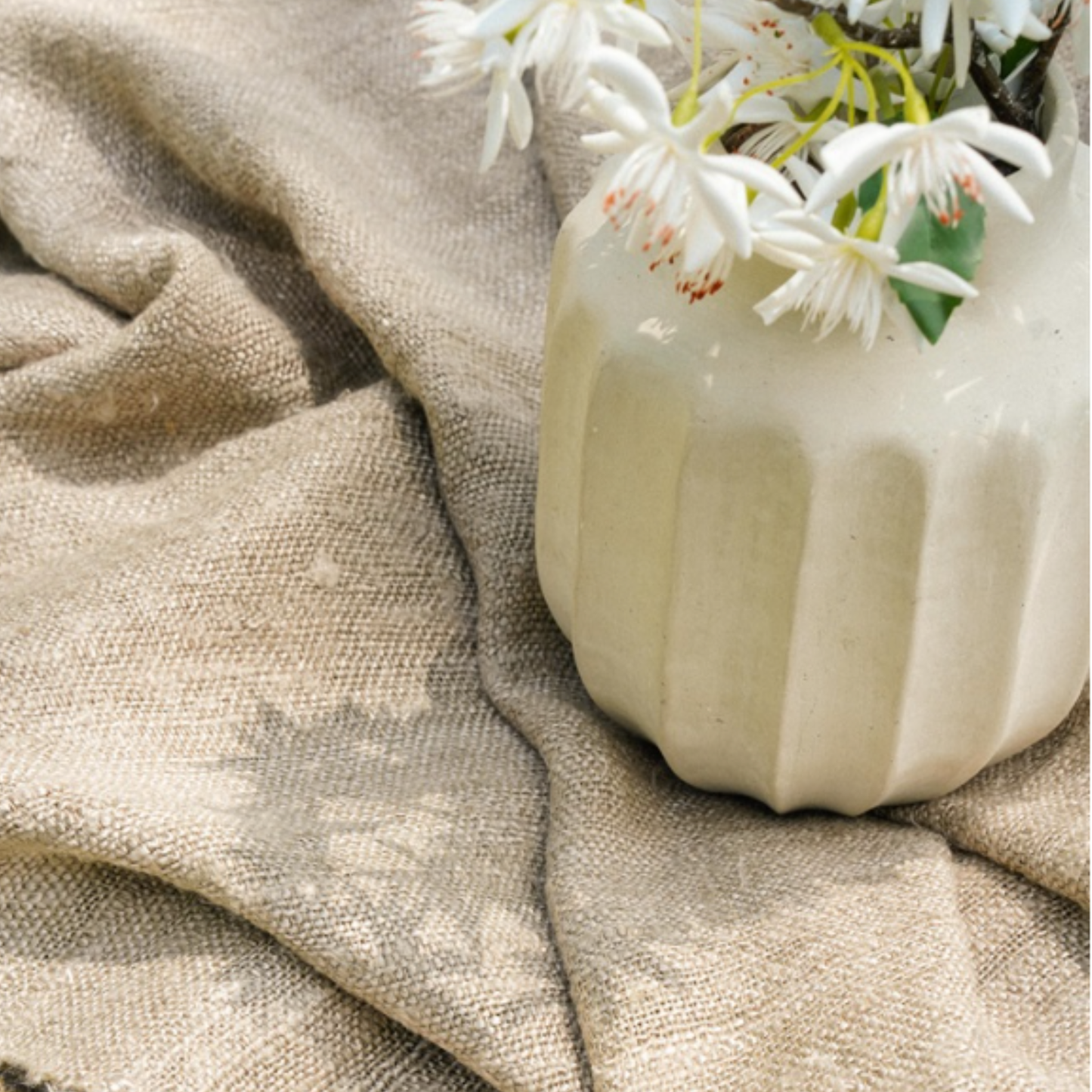 Nomad Linen Weave Throw, Fawn