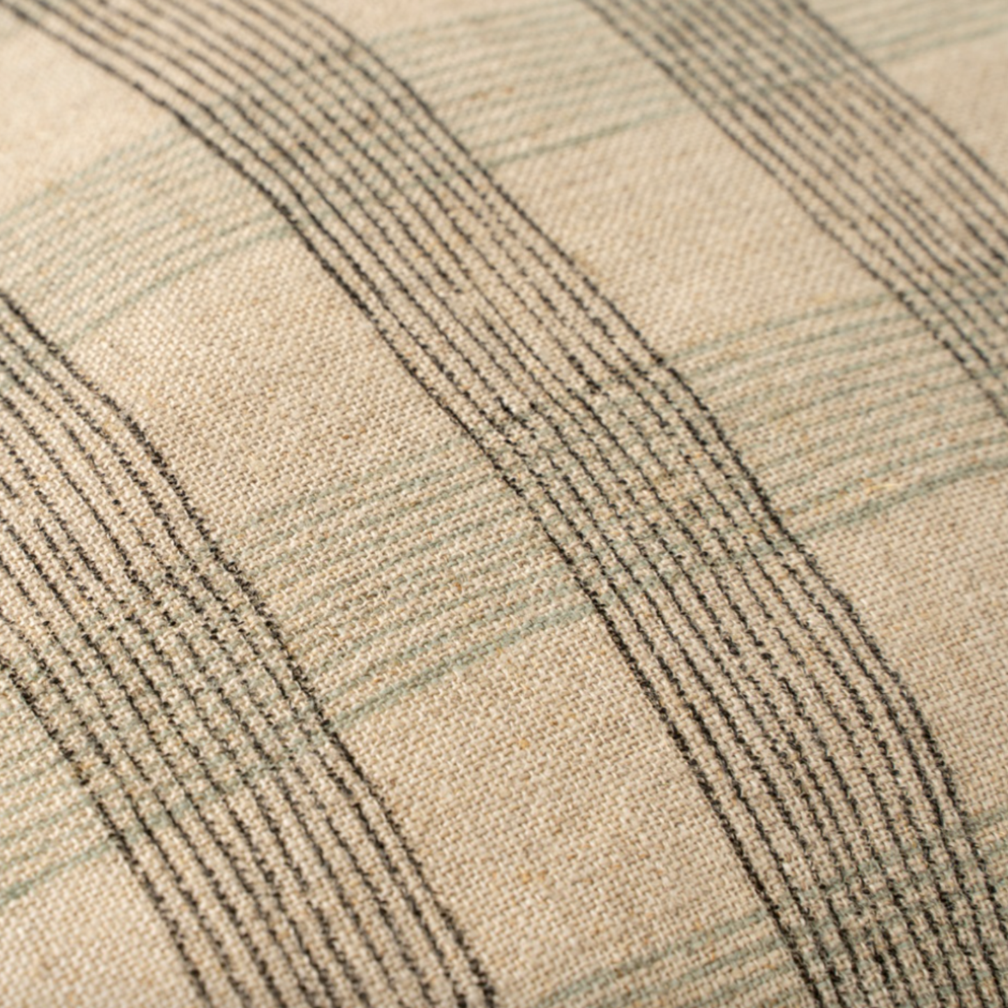 20x20 Block Print Plaid Linen Pillow, Blue