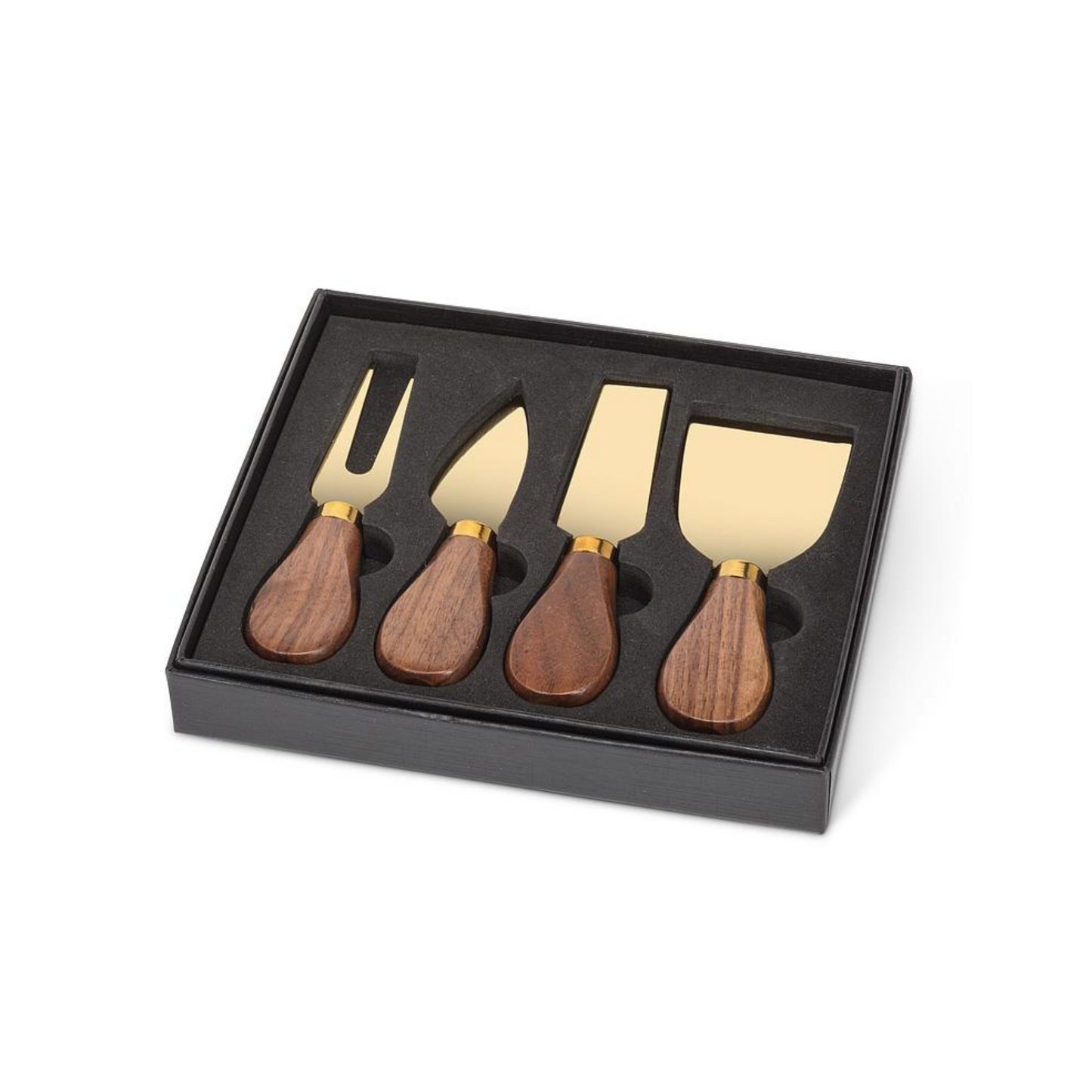 S/4 Walnut Handled Cheese Knives-Gold