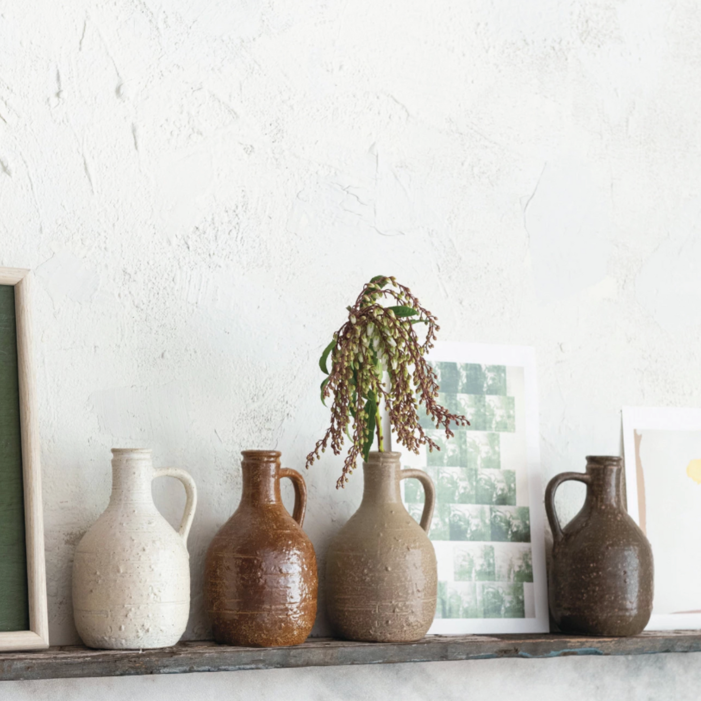 Decorative Stoneware Jug w/ Handle