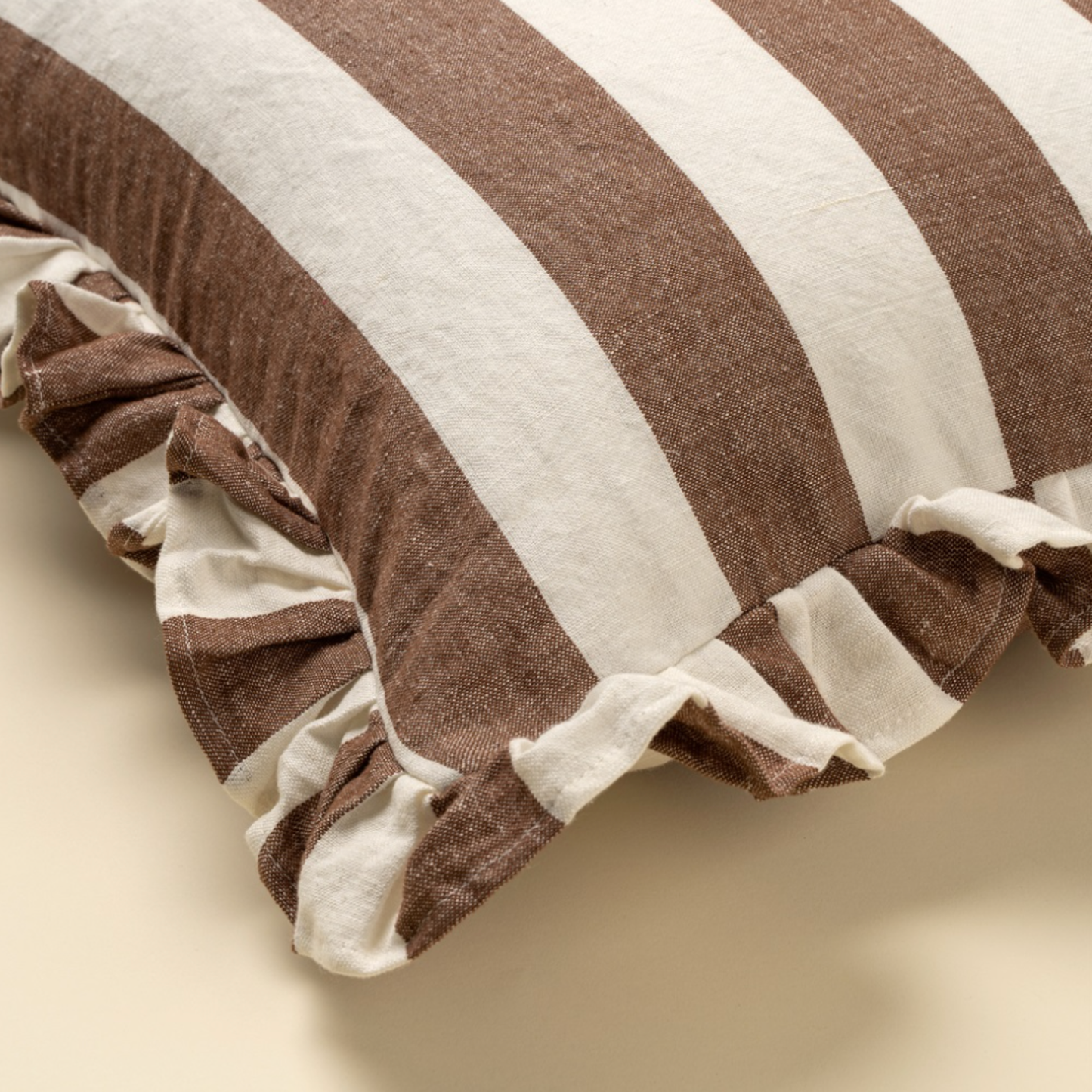 20x20 Ruffle Thick Stripe Pillow, Brown