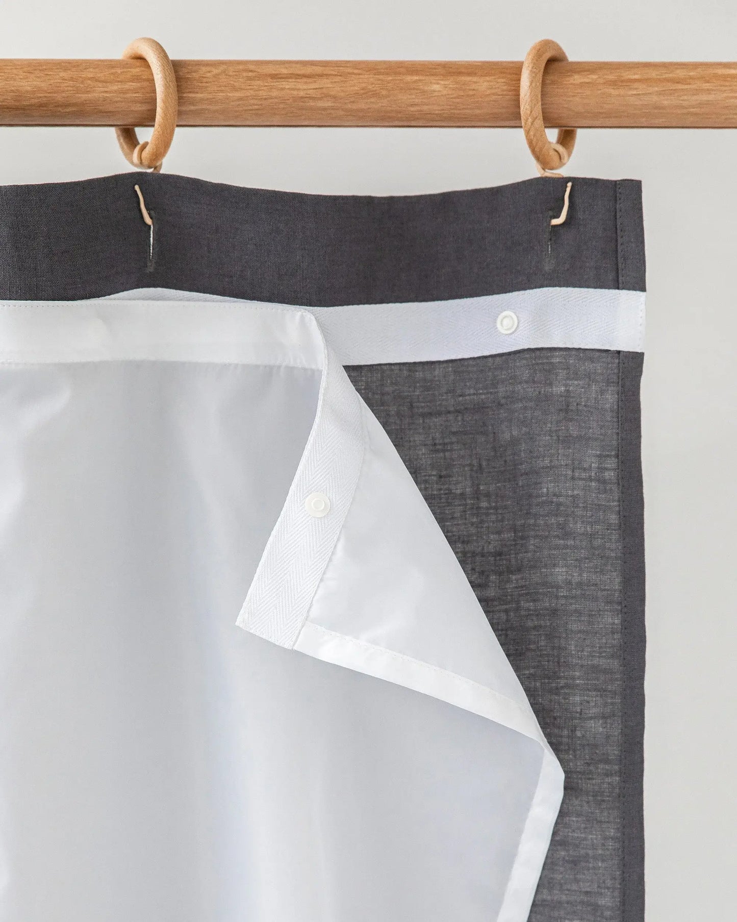 Waterproof linen shower curtain (1 pcs) in Charcoal gray
