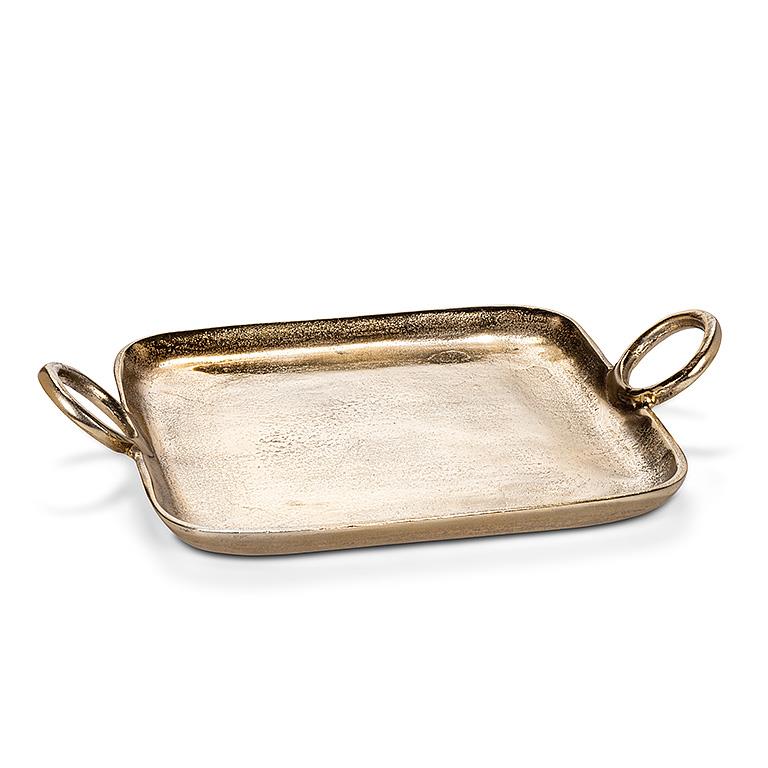 Large Ring Handle Tray Gold