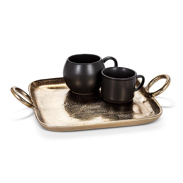 Large Ring Handle Tray Gold
