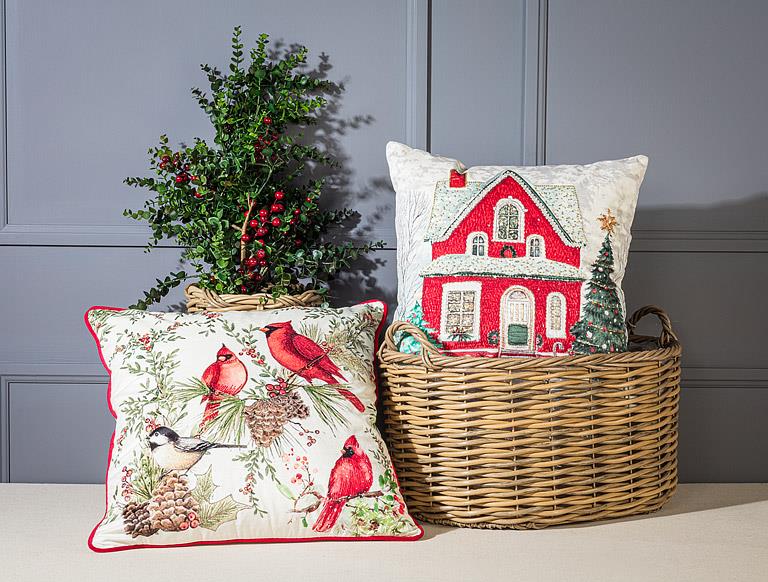 Holiday House Pillow-18"SQ