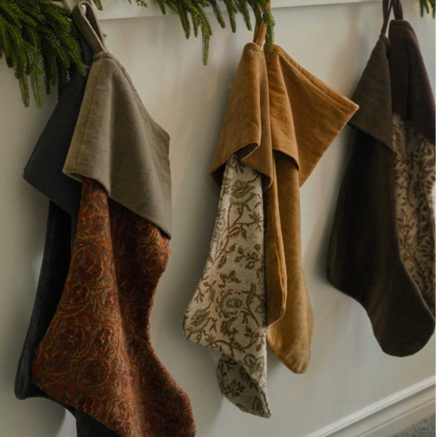 Tulsi Block Print Velvet Stocking