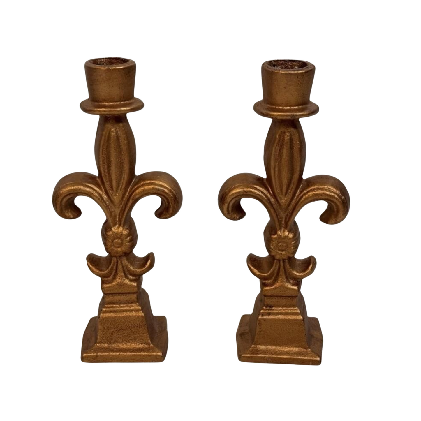 Cast Fleur De Lis Candle Sticks