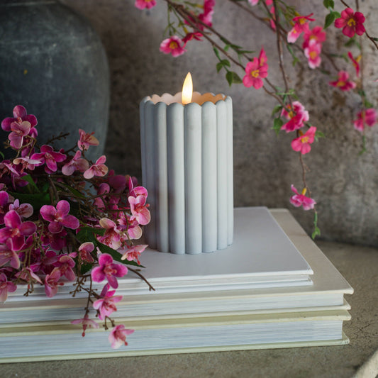 5" GREY CEMENT COLUMN 3D FLAME CANDLE