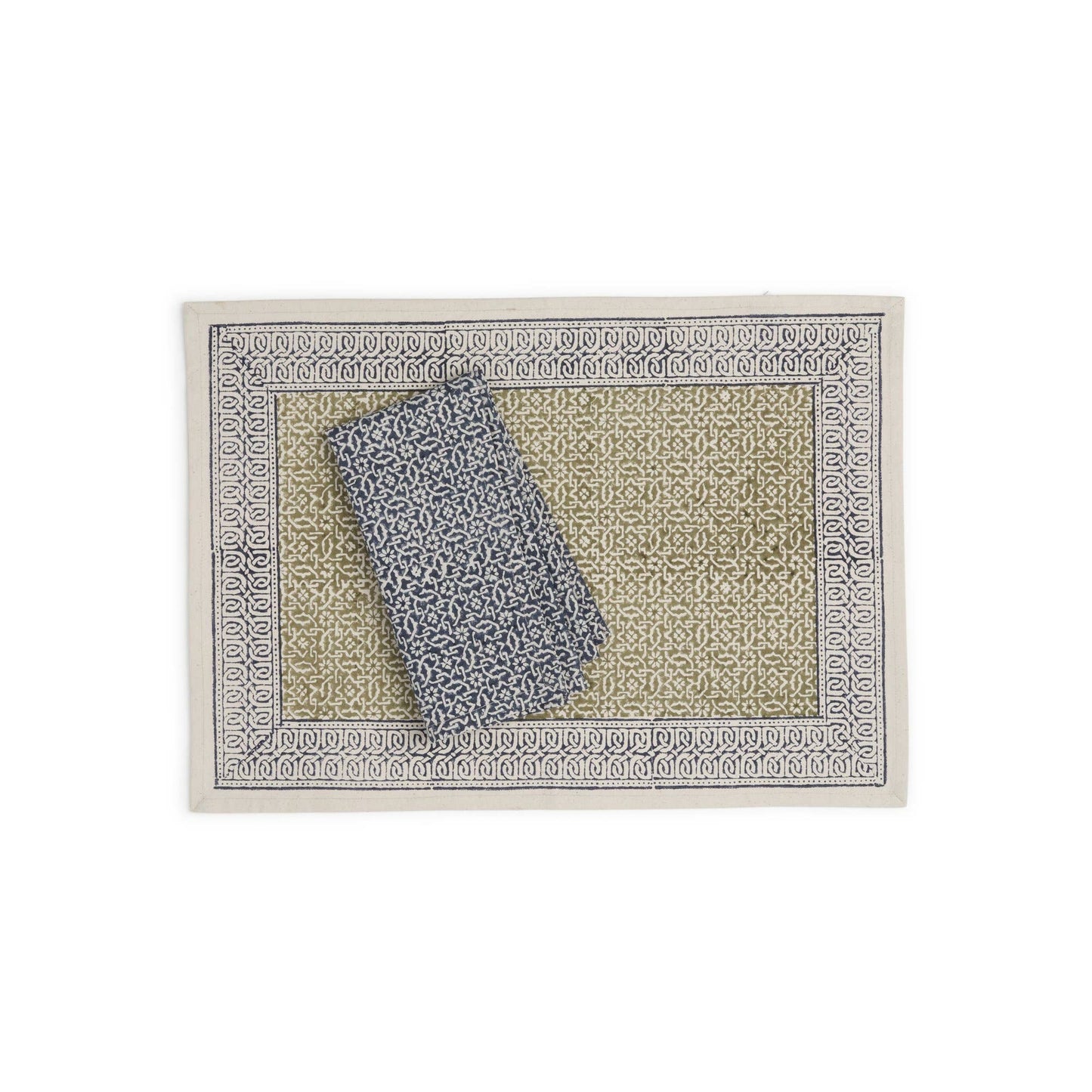 Blue Valley Napkin (set of 4), Hand Block Printed Cotton