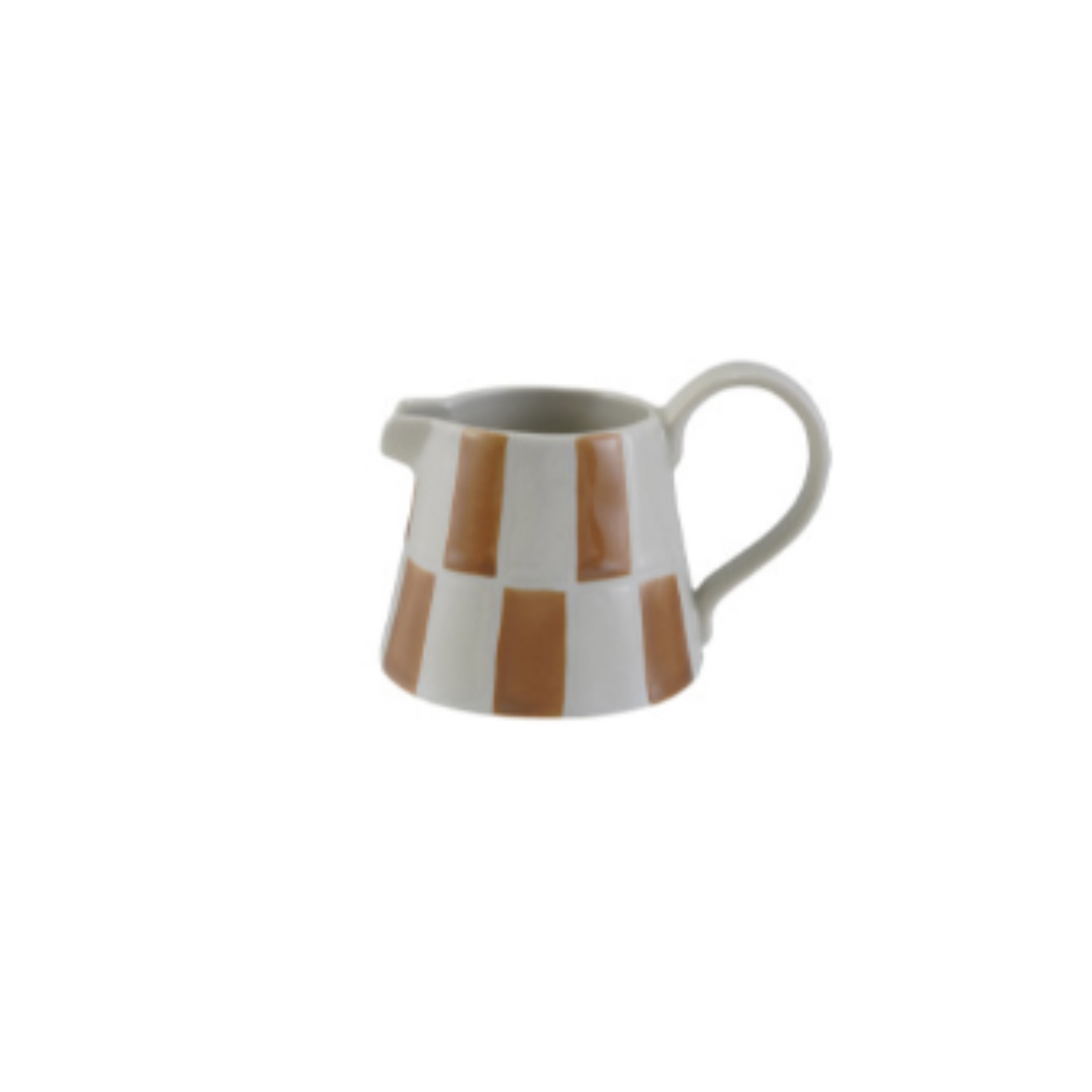 4 oz. Hand-Painted Stoneware Creamer w/ Check Pattern