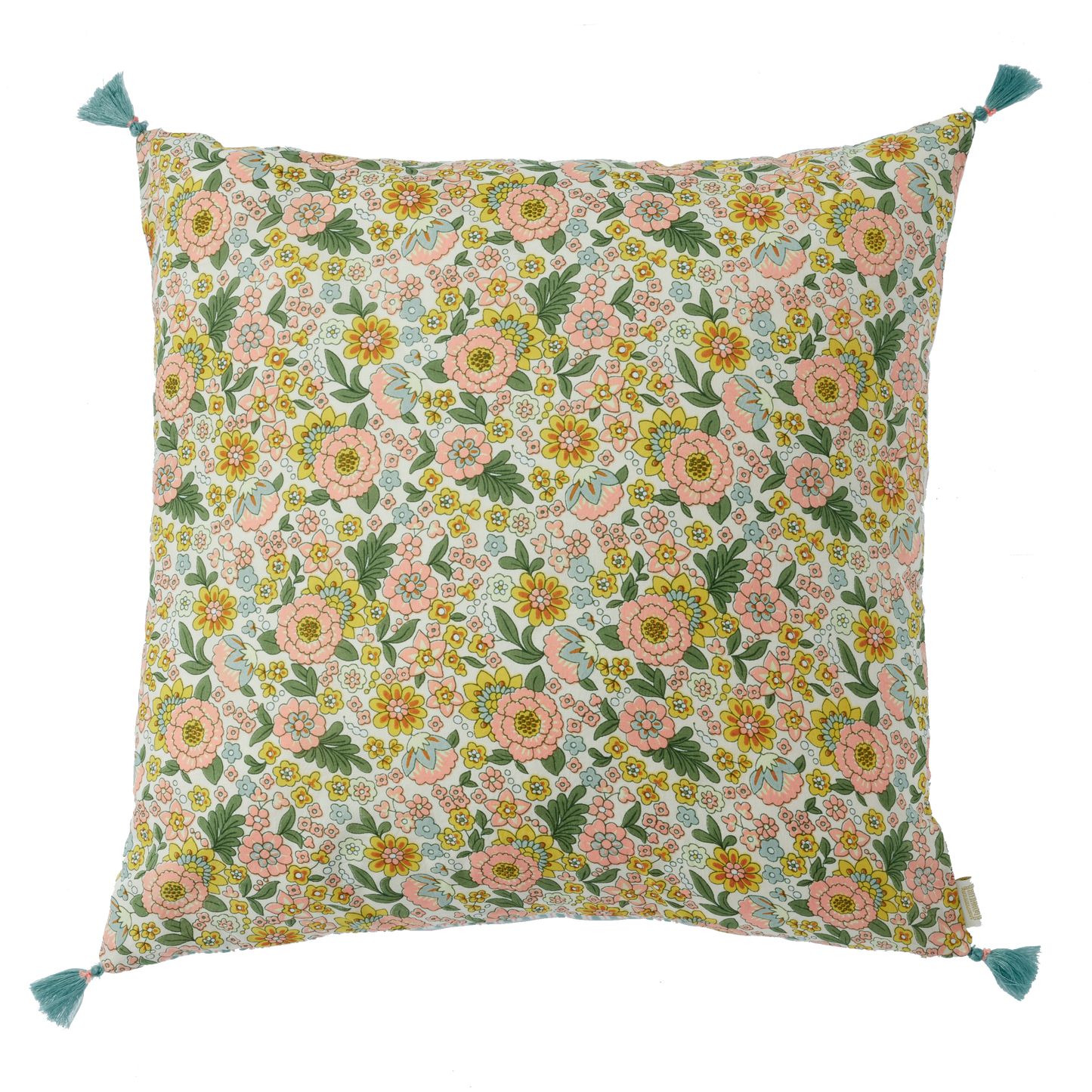 Cushion cover printed with Indian flowers and stripes Amaia🇫🇷