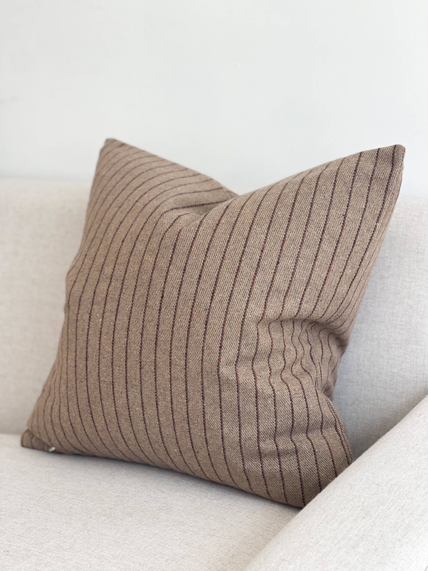 Wool Effect Cushion Cover 45×45 – Brown Stripe