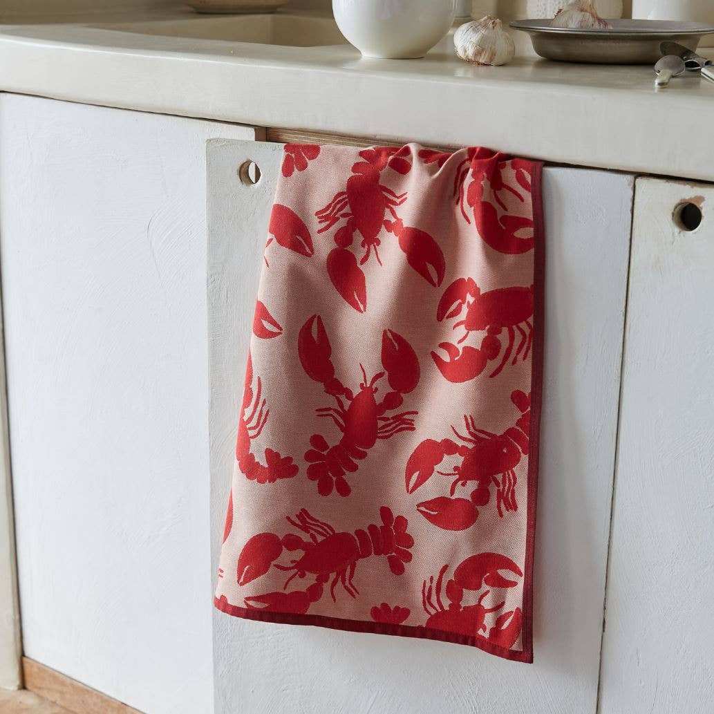 Tea towel Bonne pêche rouge