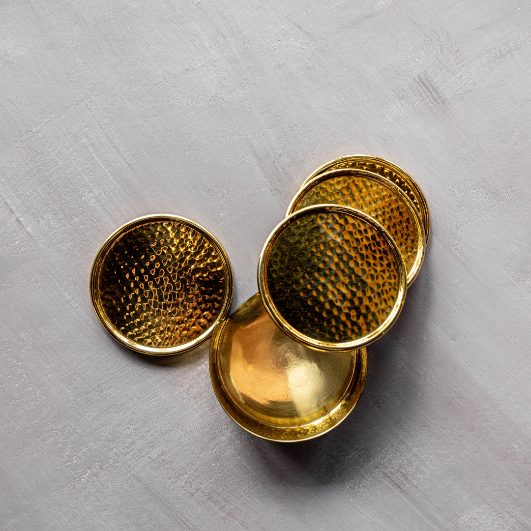 Hammered Aluminum Coasters Set