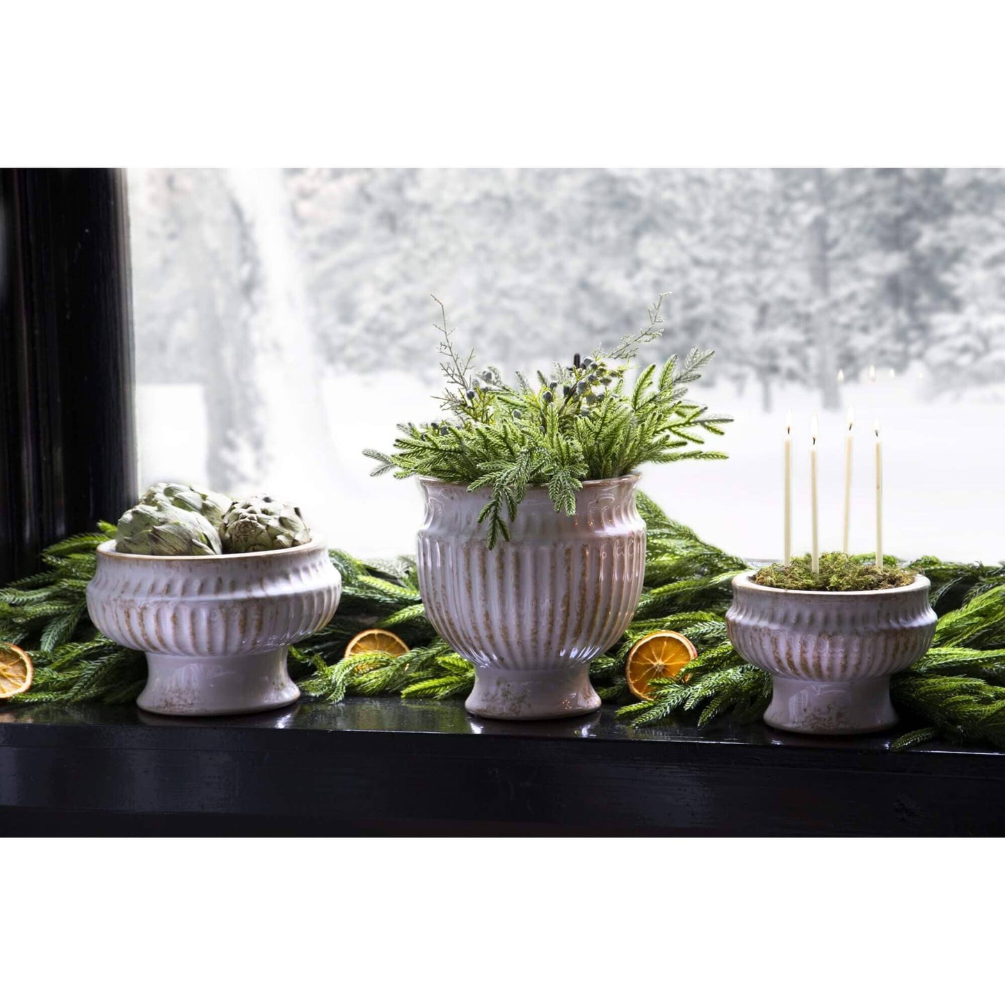 Small Antique Finish Ceramic Urn