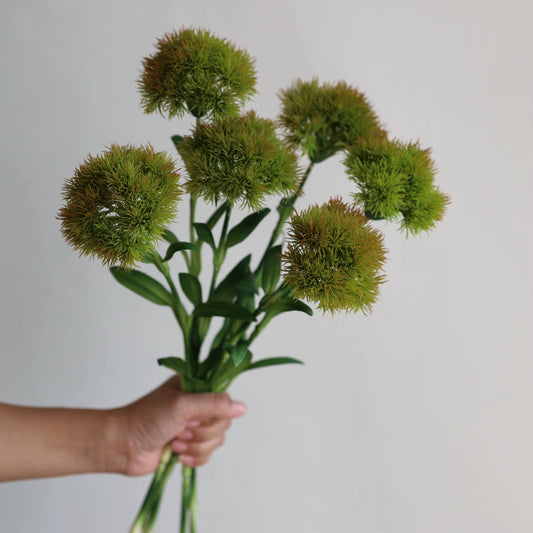21.5" Realistic Faux Dianthus Green Ball Fresh Green stem