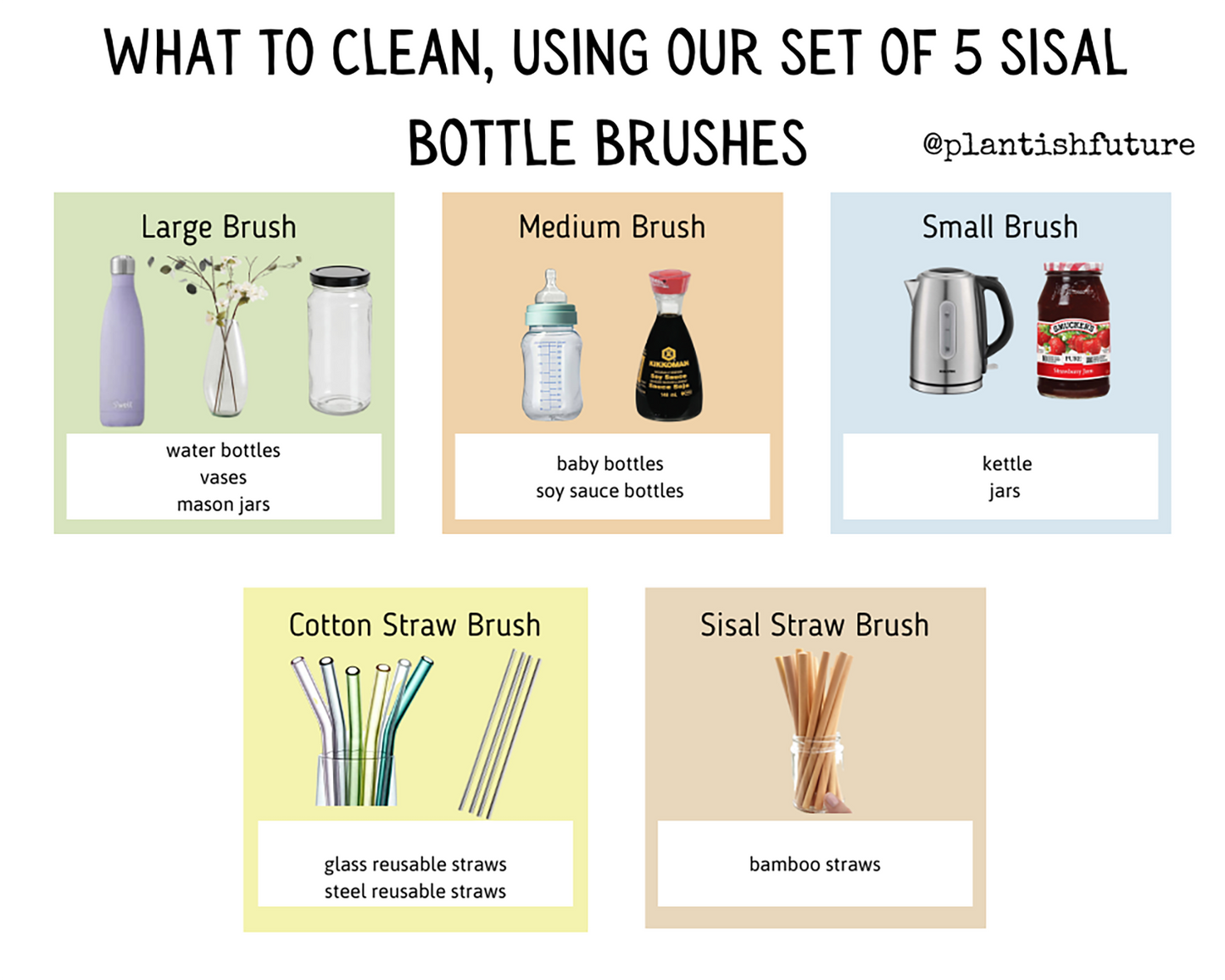Set of 5 Sisal Bottle Brushes🇨🇦