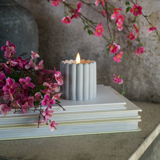 3" GREY CEMENT COLUMN 3D FLAME CANDLE