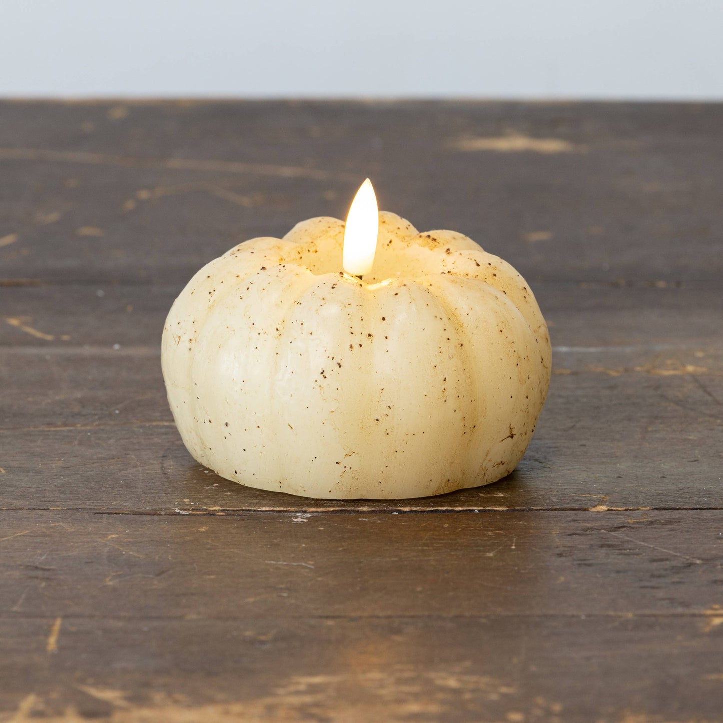 3" CREAM 3D FLAME SHORT PUMPKIN CANDLE