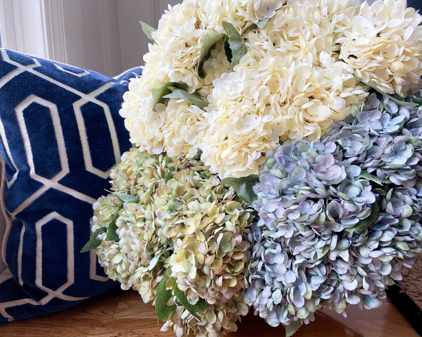 Faux Hydrangea Pick - Light Green / Purple - 13 Inch