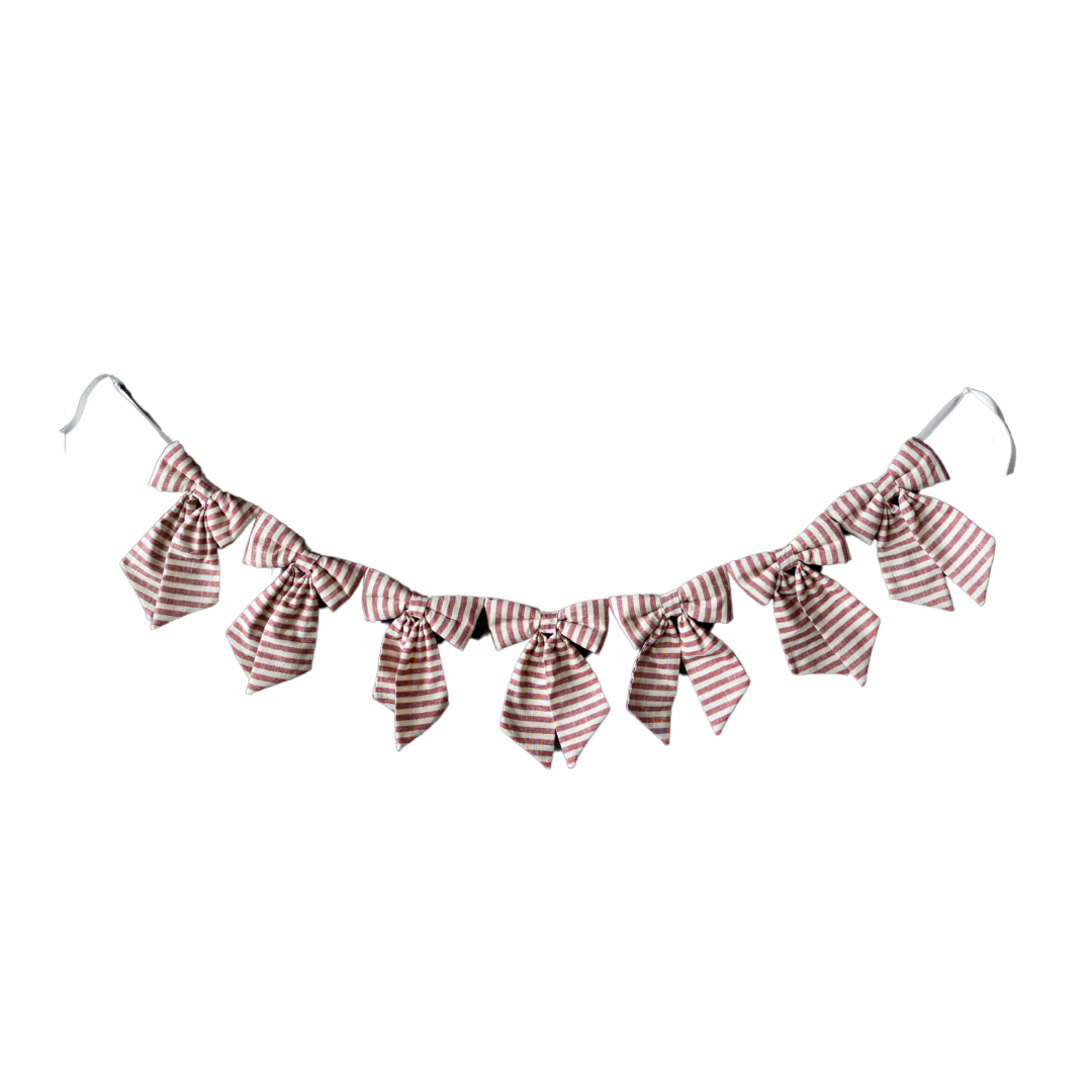 Bow Garland Striped Cranberry Red Fabric
