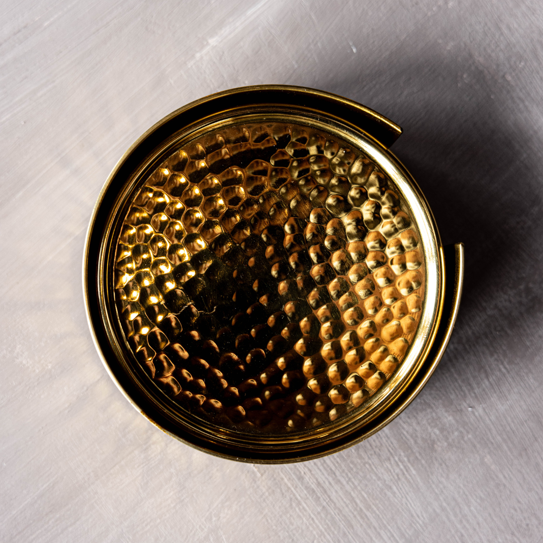 Hammered Aluminum Coasters Set
