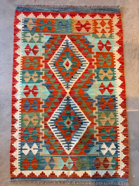 Kilim Maimana Wool Hand Knotted Pakistani Rug - 2'7" x 3'11" SKU: N13566