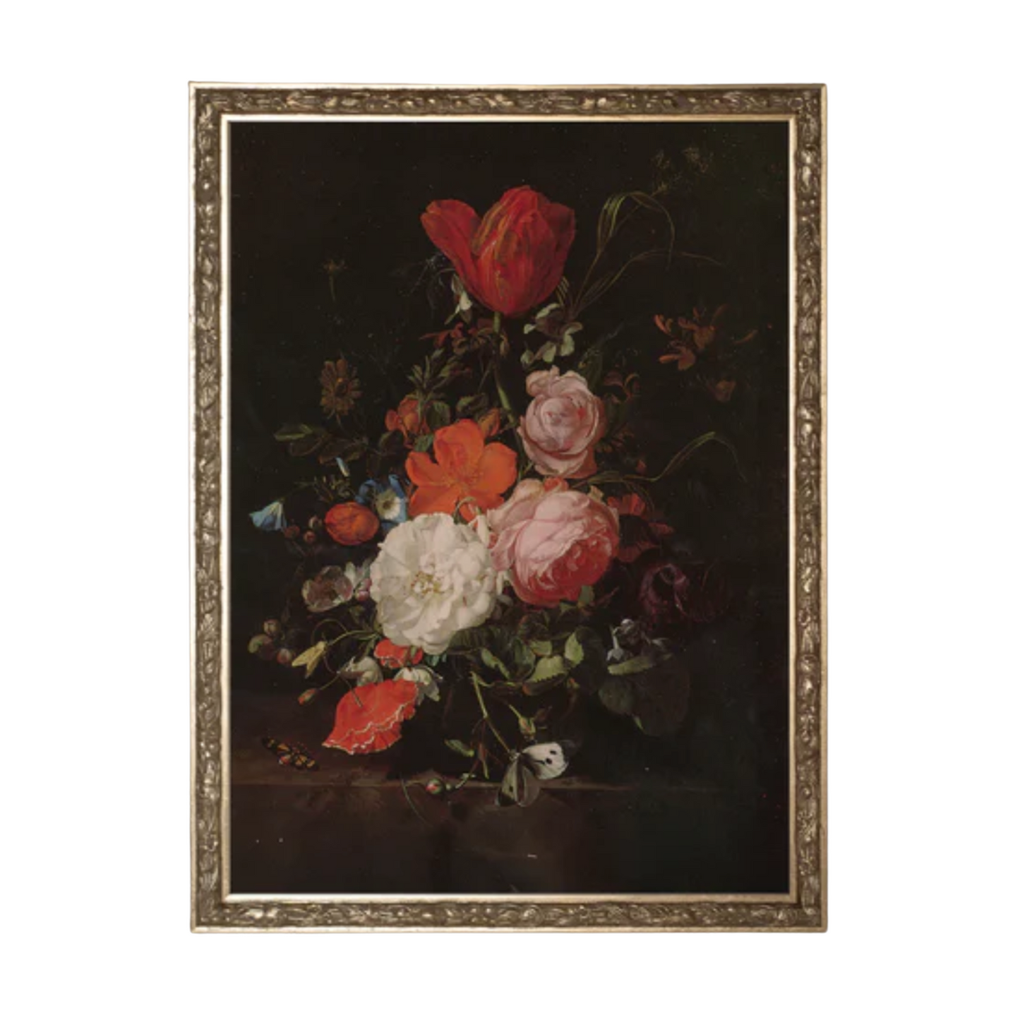 Baroque Bouquet, Vintage Silver Frame