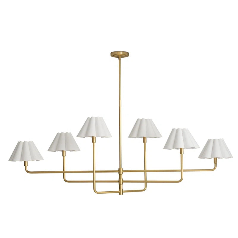 Polly Natural Brass Chandelier with Scalloped Shades