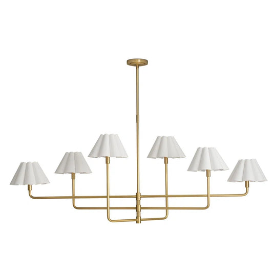 Polly Natural Brass Chandelier with Scalloped Shades