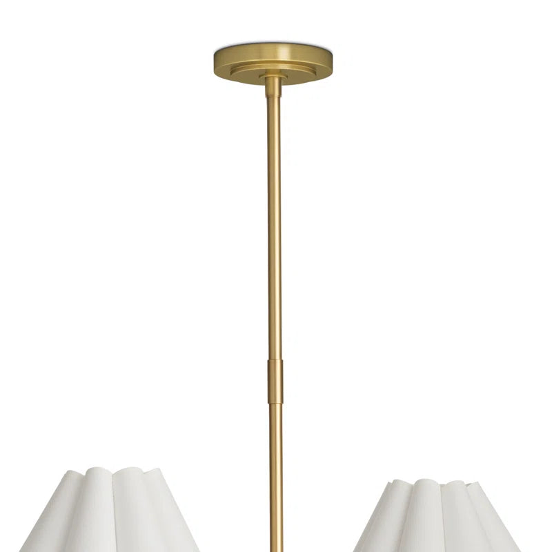 Polly Natural Brass Chandelier with Scalloped Shades