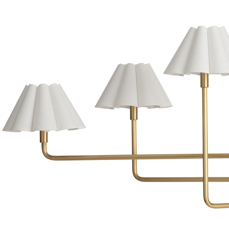 Polly Natural Brass Chandelier with Scalloped Shades