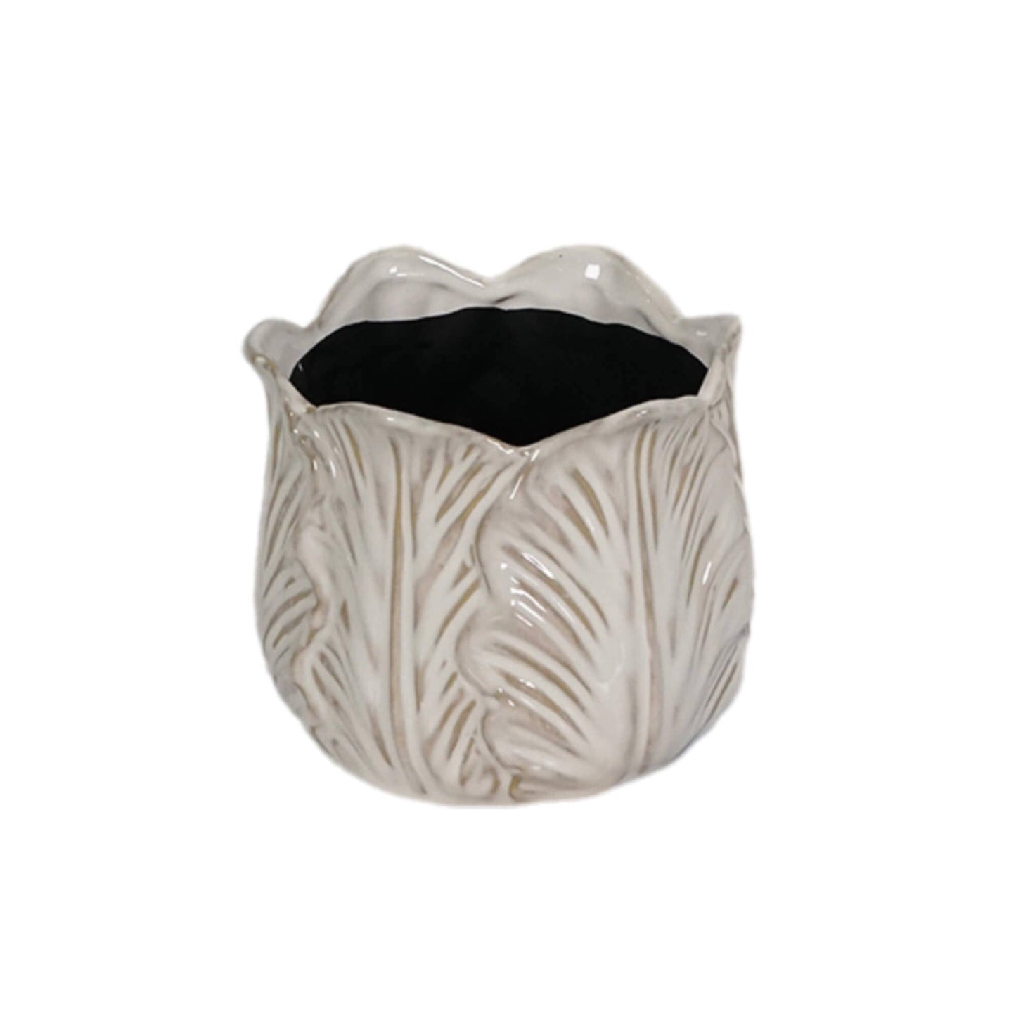 Cream Cabbage Leaf Pot Small