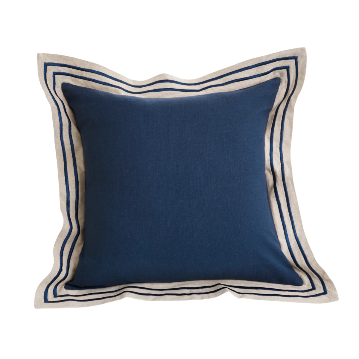 Cushion W/Stripe Flange Cotton Navy