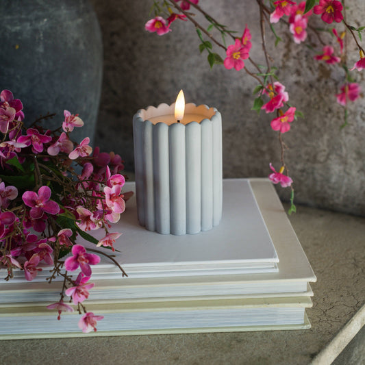 4" GREY CEMENT COLUMN 3D FLAME CANDLE