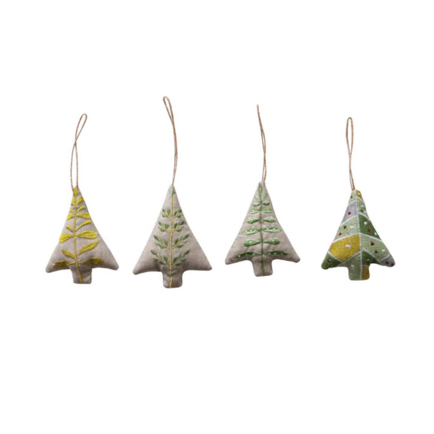 Cotton Chambray Tree W/ Embroidery Ornament
