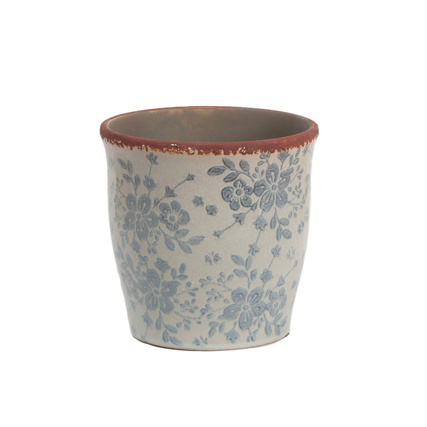 6.5 5 Inch Pot With Blue Floral Pattern